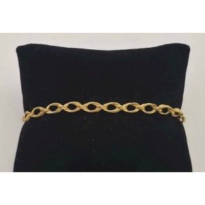14K solid gold fancy link chain bracelet 7.5"